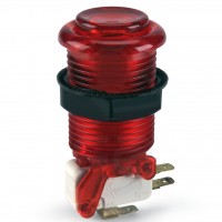 iL PSL-L Translucent Concave Long Stem Push Button - Red